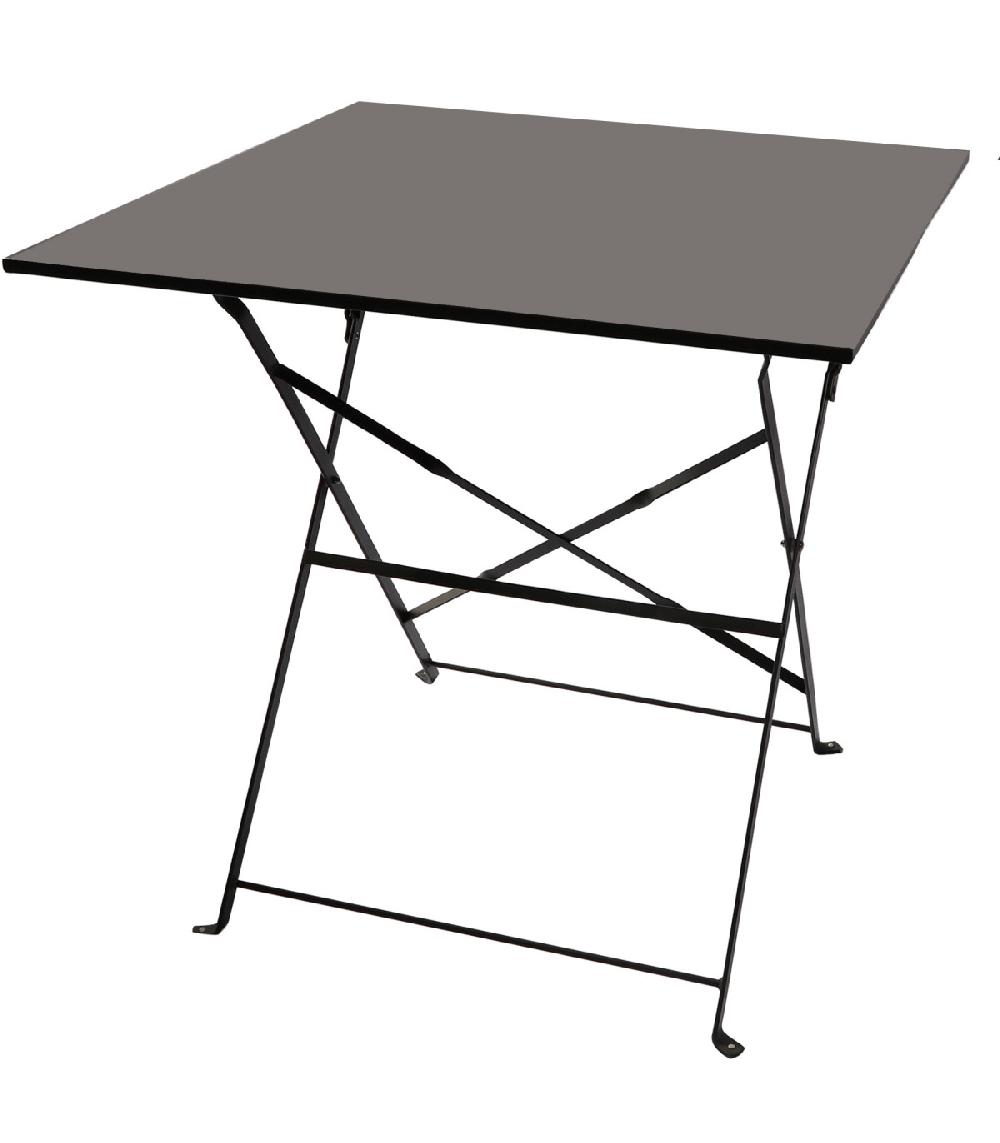 Wadiga Table Carrée De Jardin Pliable En Métal Gris Anthracite 70x70x71cm