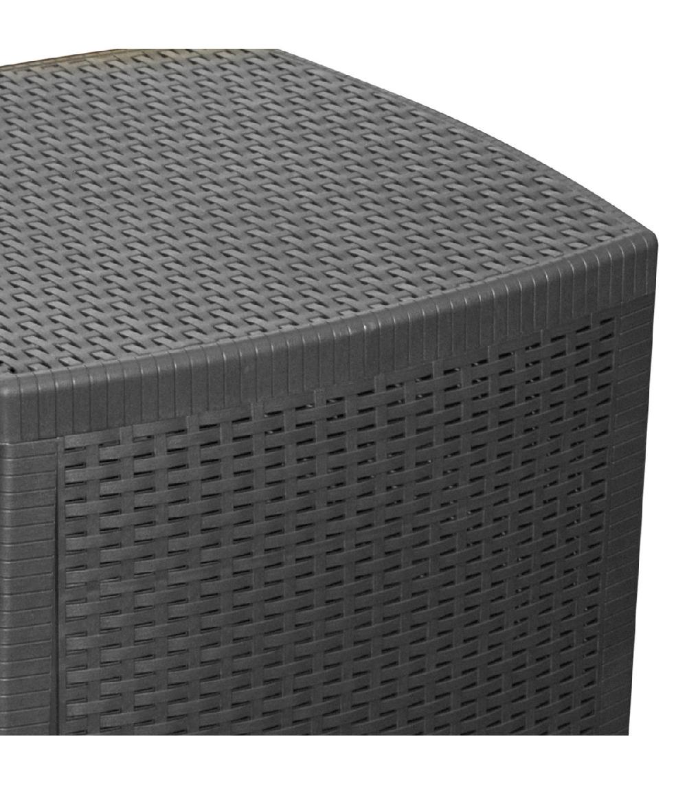 Wadiga Table Coffre De Jardin Carrée Effet Rotin Gris Anthracite