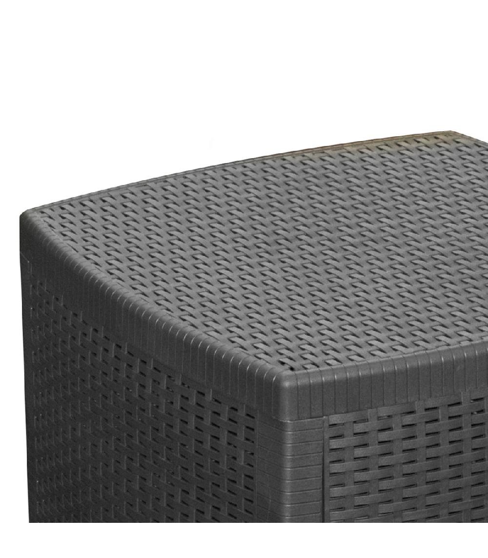 Wadiga Table Coffre De Jardin Carrée Effet Rotin Gris Anthracite