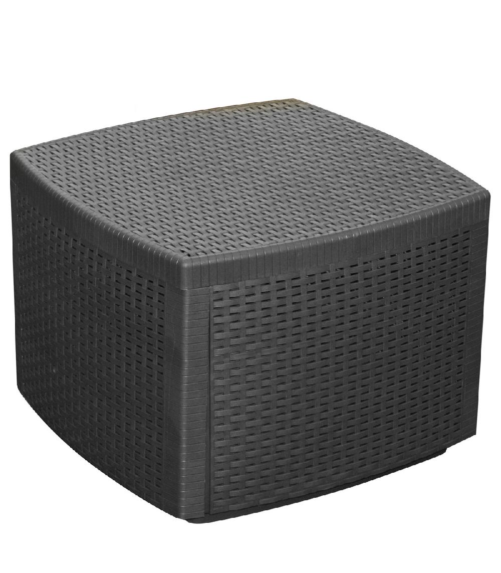 Wadiga Table Coffre De Jardin Carrée Effet Rotin Gris Anthracite