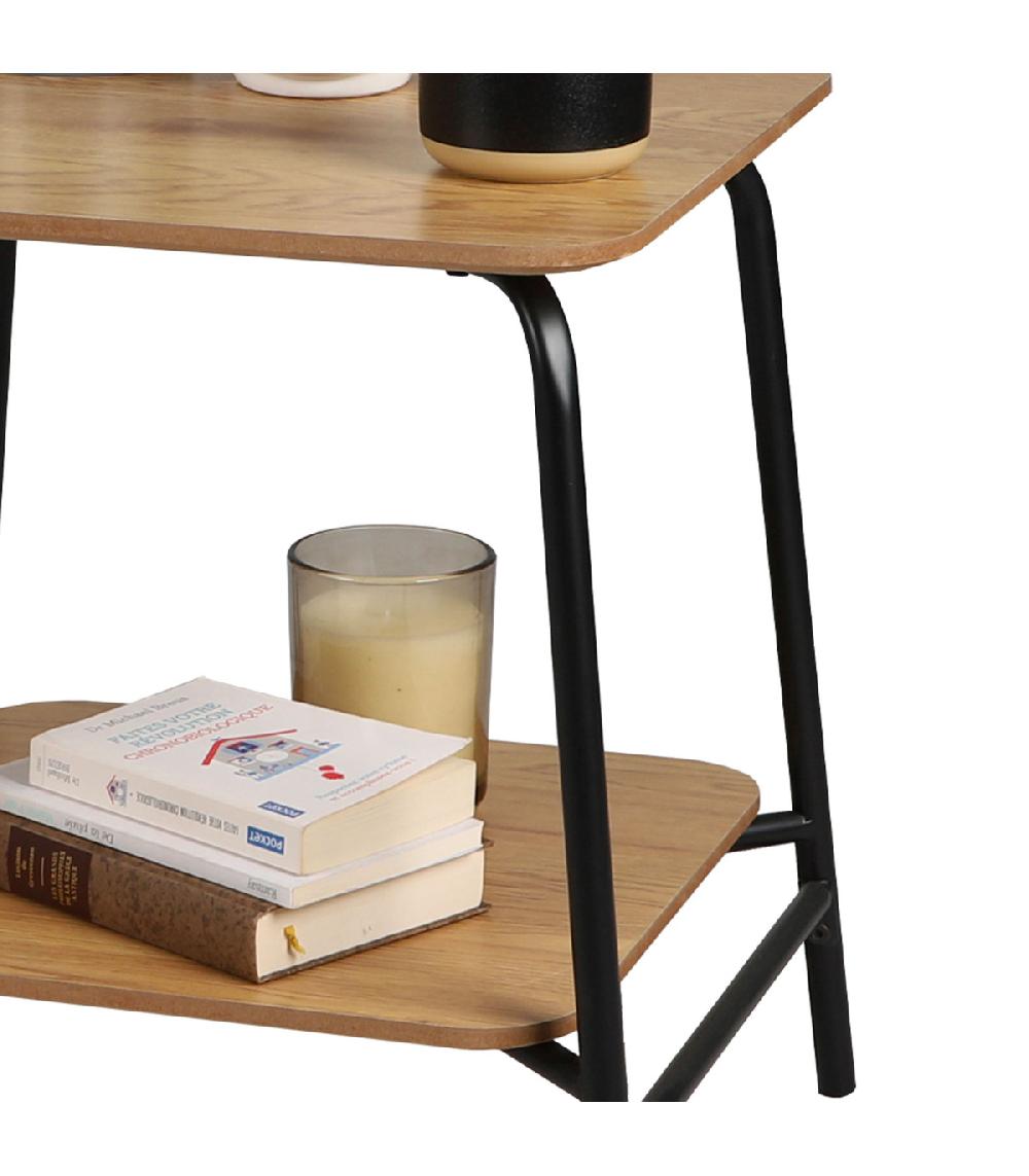 Wadiga Table D'appoint Bout De Canapé Bois Et Métal Noir - 45x45x51cm