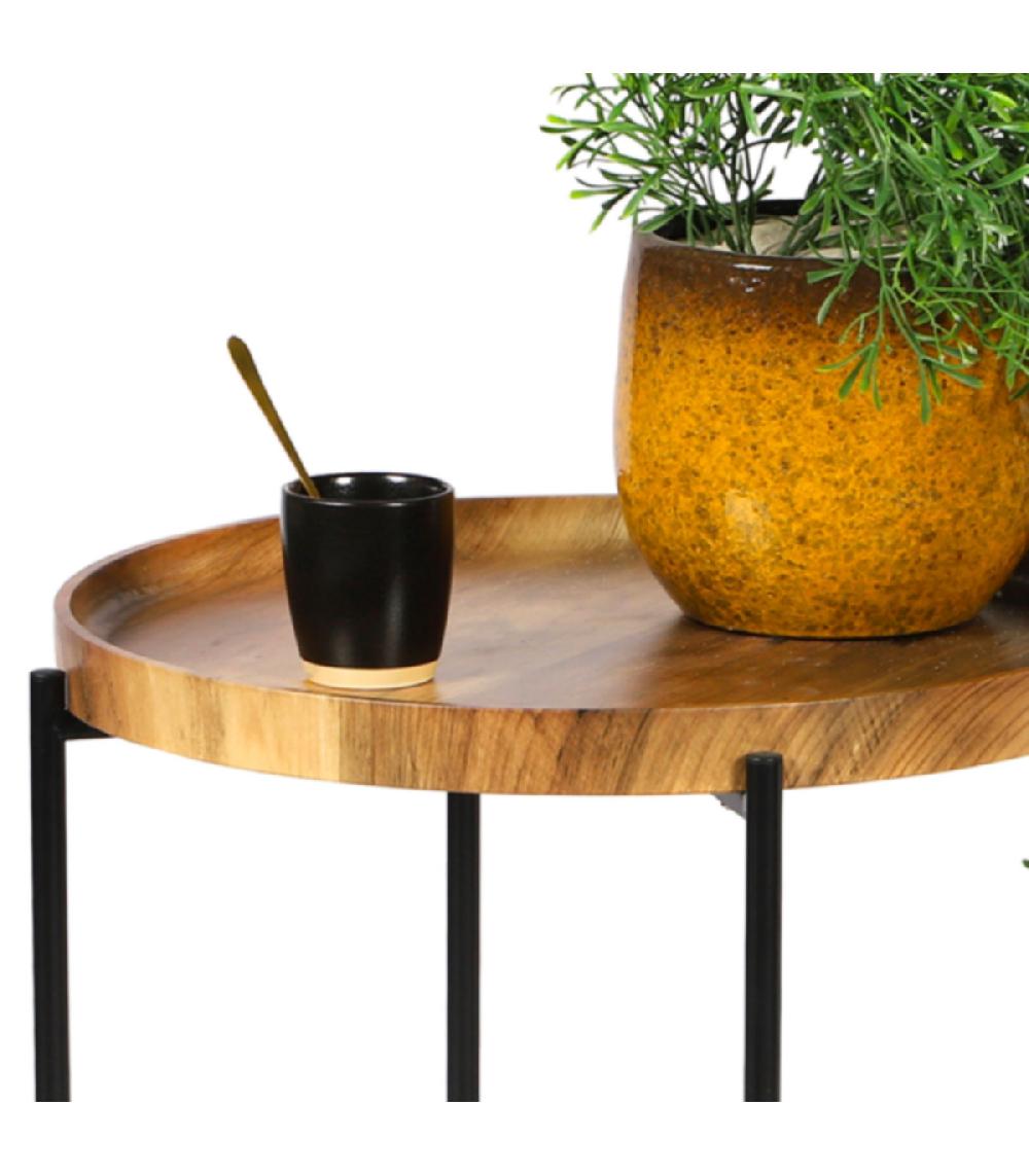 Wadiga Table D'appoint Bout De Canapé Bois Et Métal Noir - 42x42x51cm