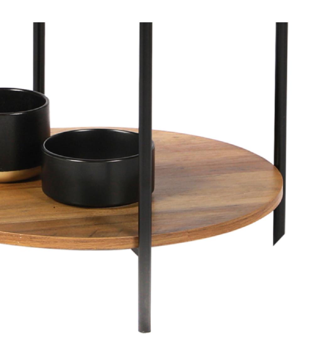 Wadiga Table D'appoint Bout De Canapé Bois Et Métal Noir - 42x42x51cm