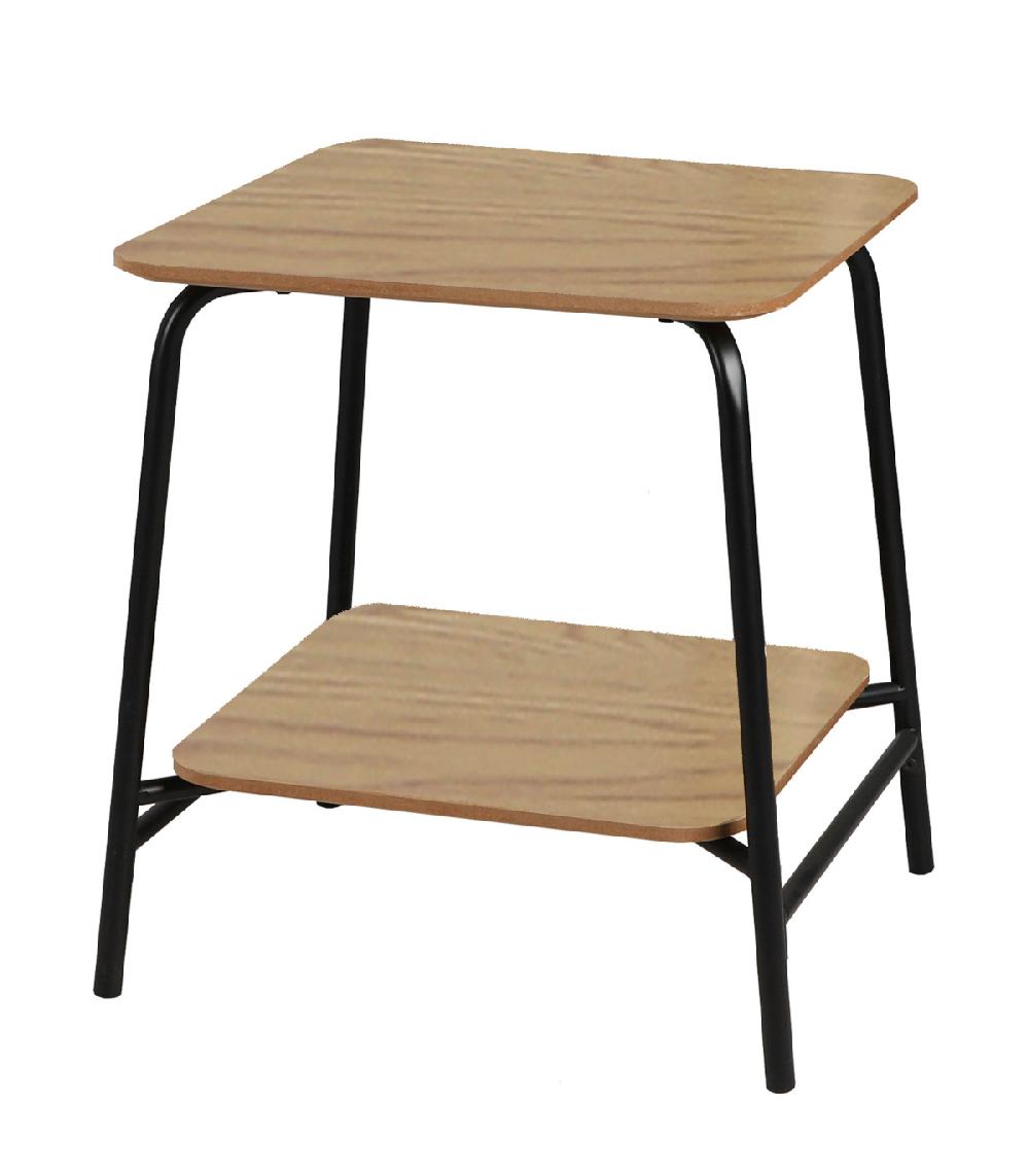 wadiga Table d'appoint bout de canapé bois et métal noir - 45x45x51cm