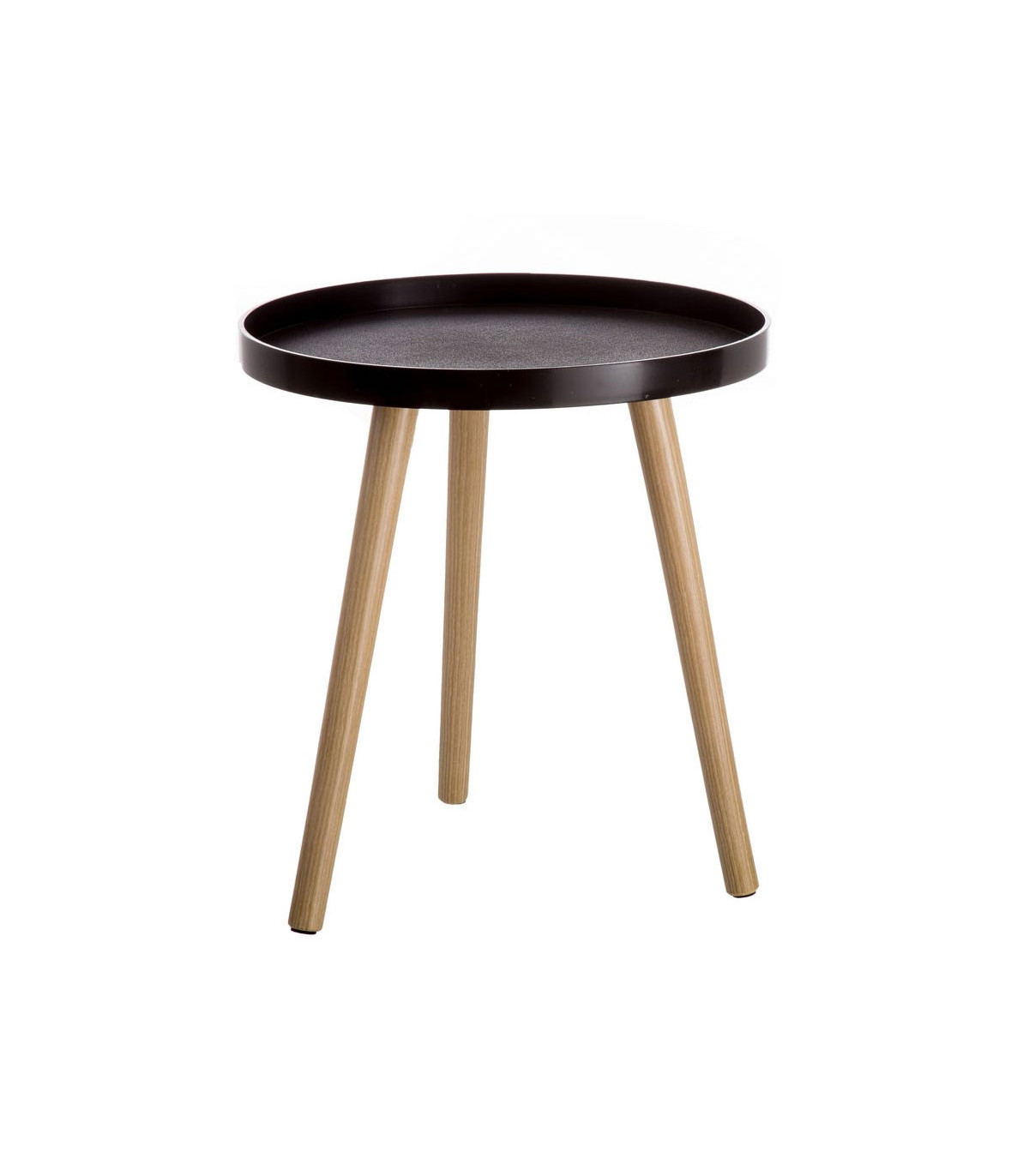 wadiga Table d'appoint bout de canapé bois et polypropylène noir - 40x40x43.5cm