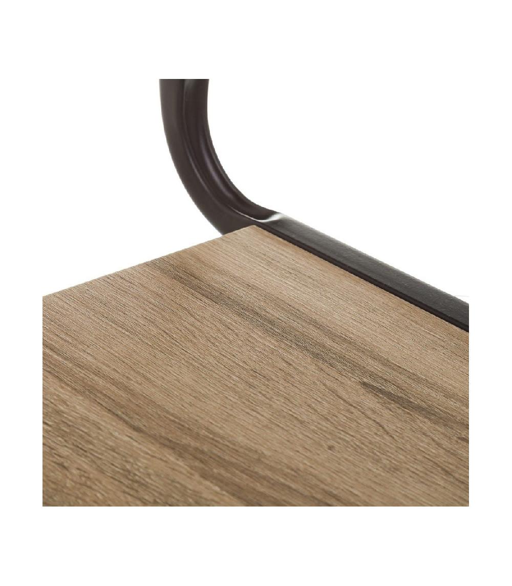 Wadiga Table D'Appoint Bout De Canapé En Bois Et Métal Noir Sur Roulettes