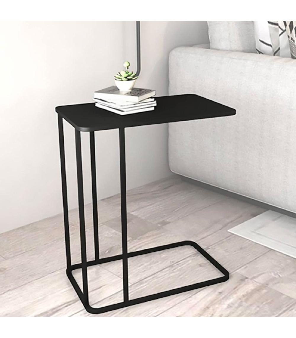 Wadiga Table D'appoint Bout De Canapé En Métal Noir 40x30x58cm