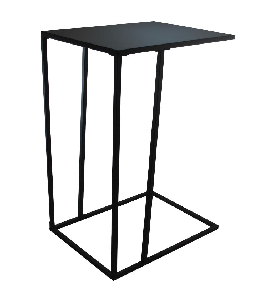 wadiga Table d'appoint bout de canapé en métal noir 40x30x58cm