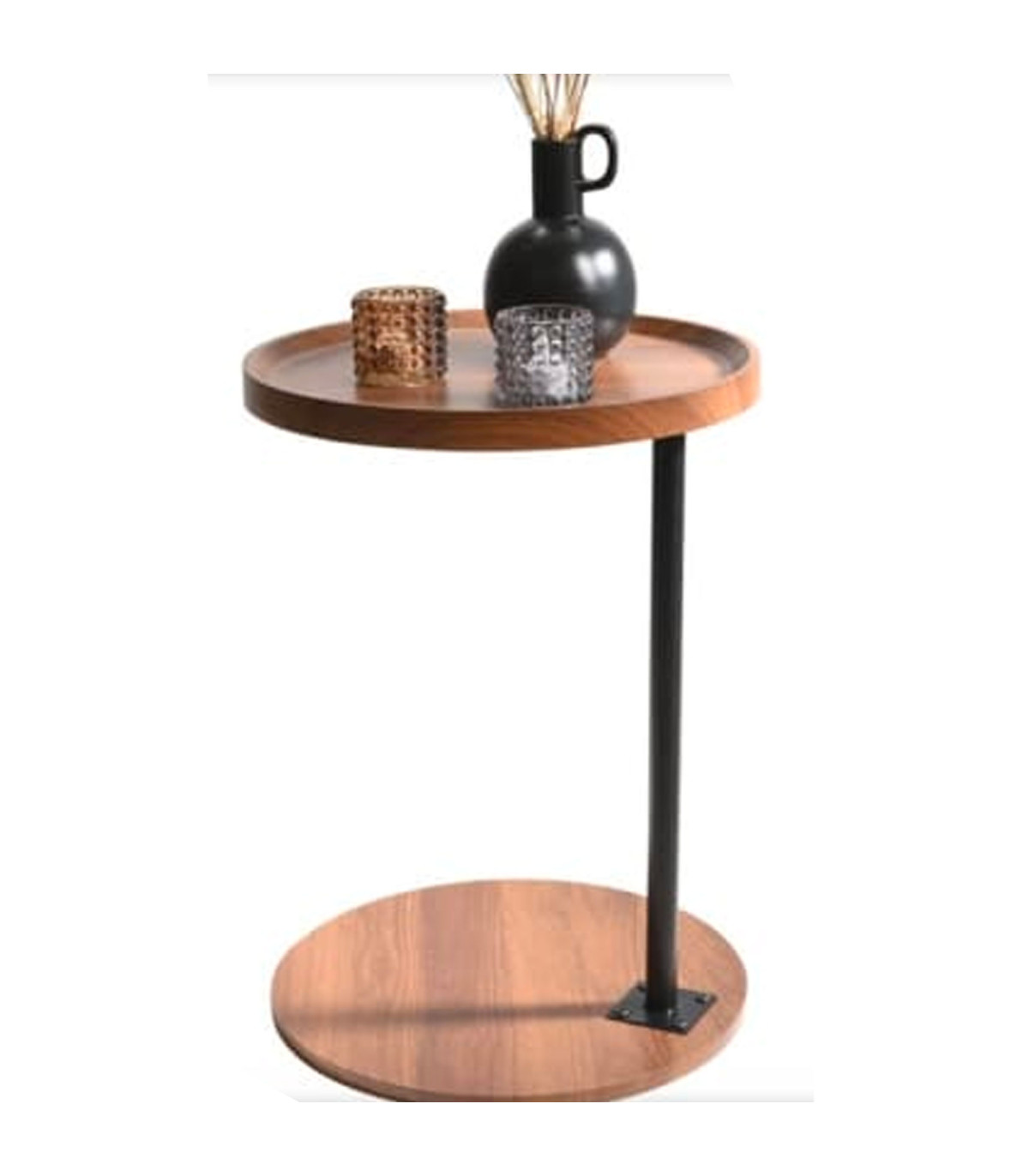 Wadiga Table D'appoint Bout De Canapé En Métal Noir Et Bois 40x40x56cm