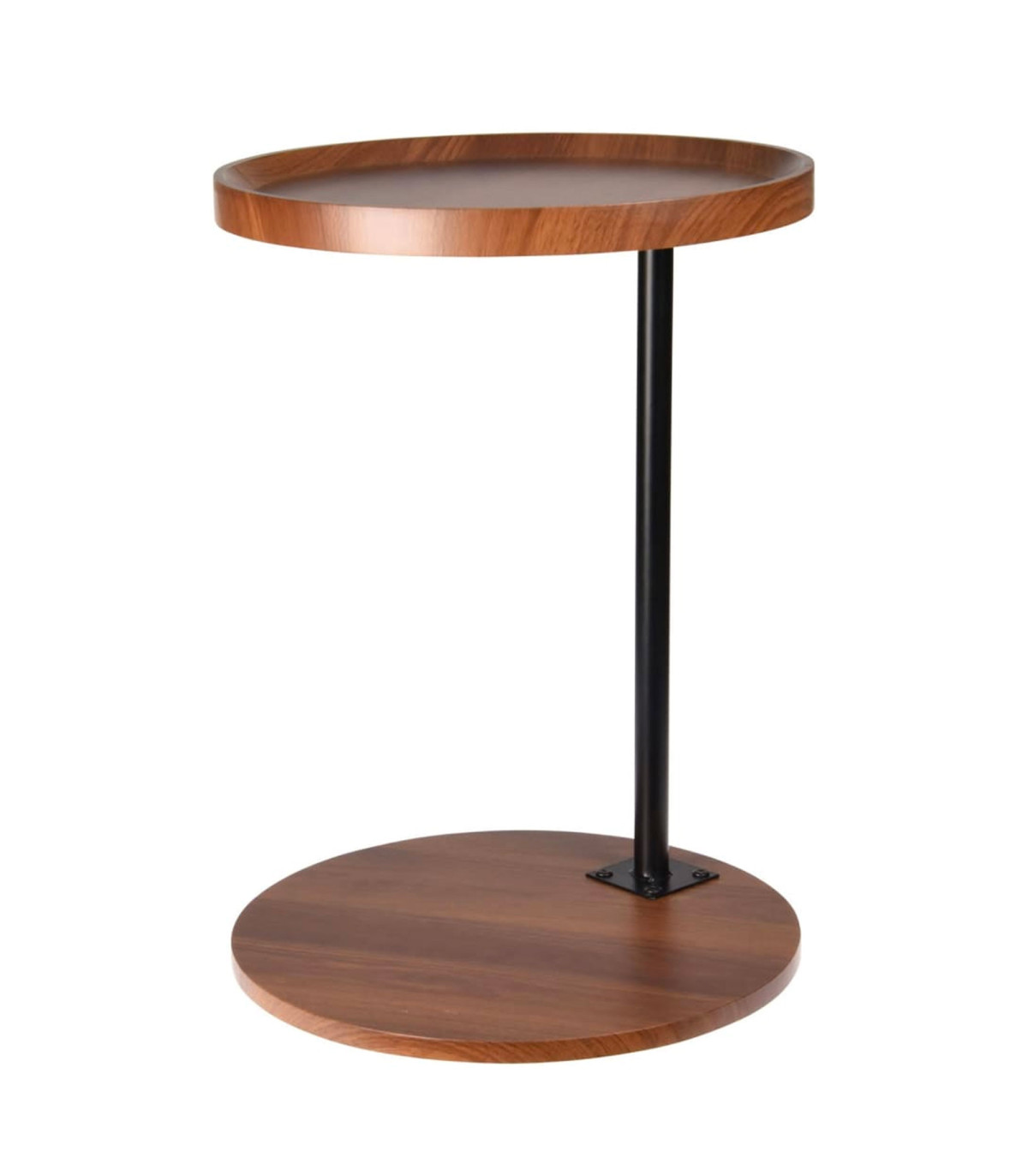 wadiga Table d'appoint bout de canapé en métal noir et bois 40x40x56cm