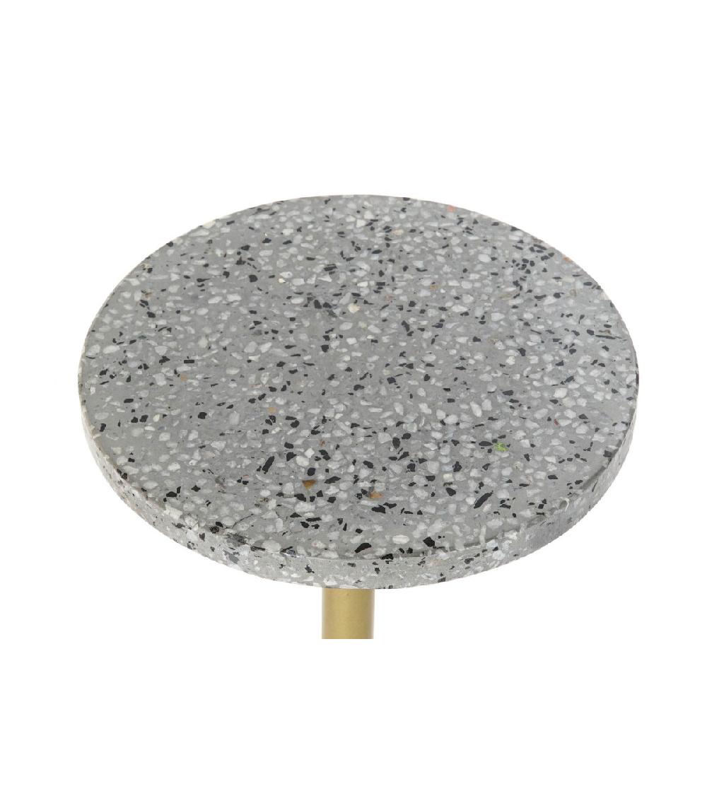 Wadiga Table D'Appoint Bout De Canapé Métal Doré Et Plateau Pierre Terrazo