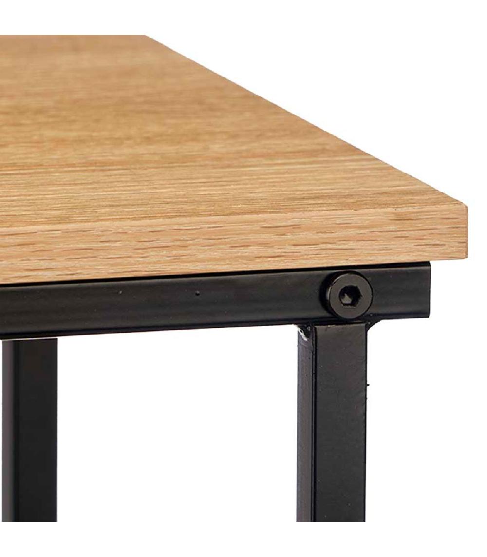 Wadiga Table D'appoint Bout De Canapé Métal Noir Et Bois 40x26x58cm