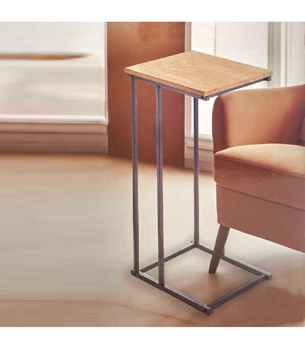 Wadiga Table D'appoint Bout De Canapé Métal Noir Et Bois 40x26x58cm