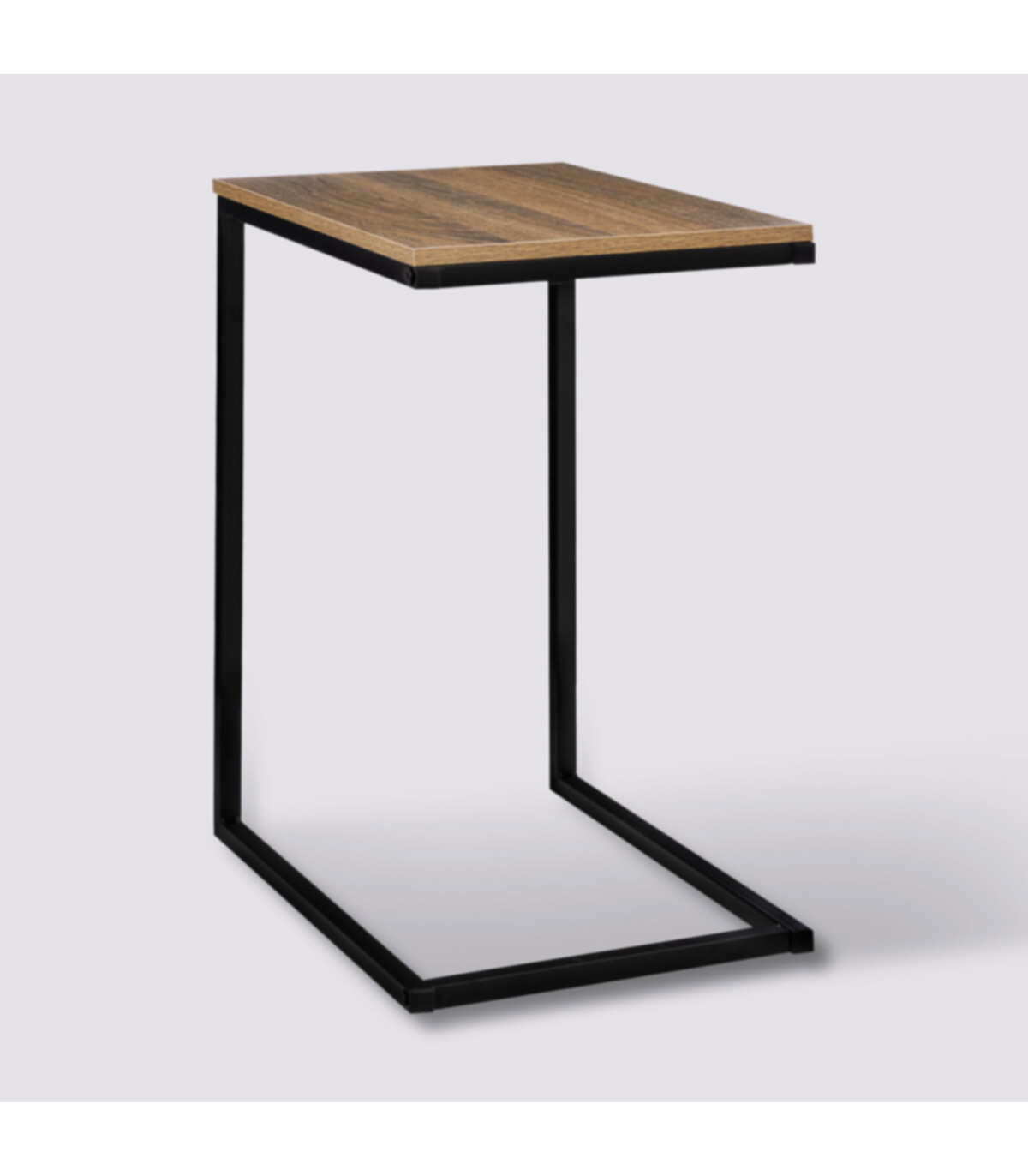 Wadiga Table D'appoint Bout De Canapé Métal Noir Et Bois - 45x35x66.5cm