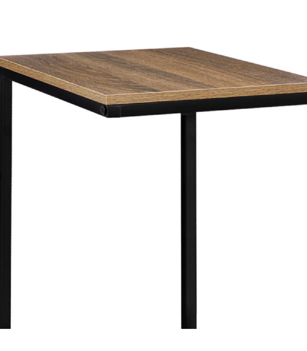 Wadiga Table D'appoint Bout De Canapé Métal Noir Et Bois - 45x35x66.5cm