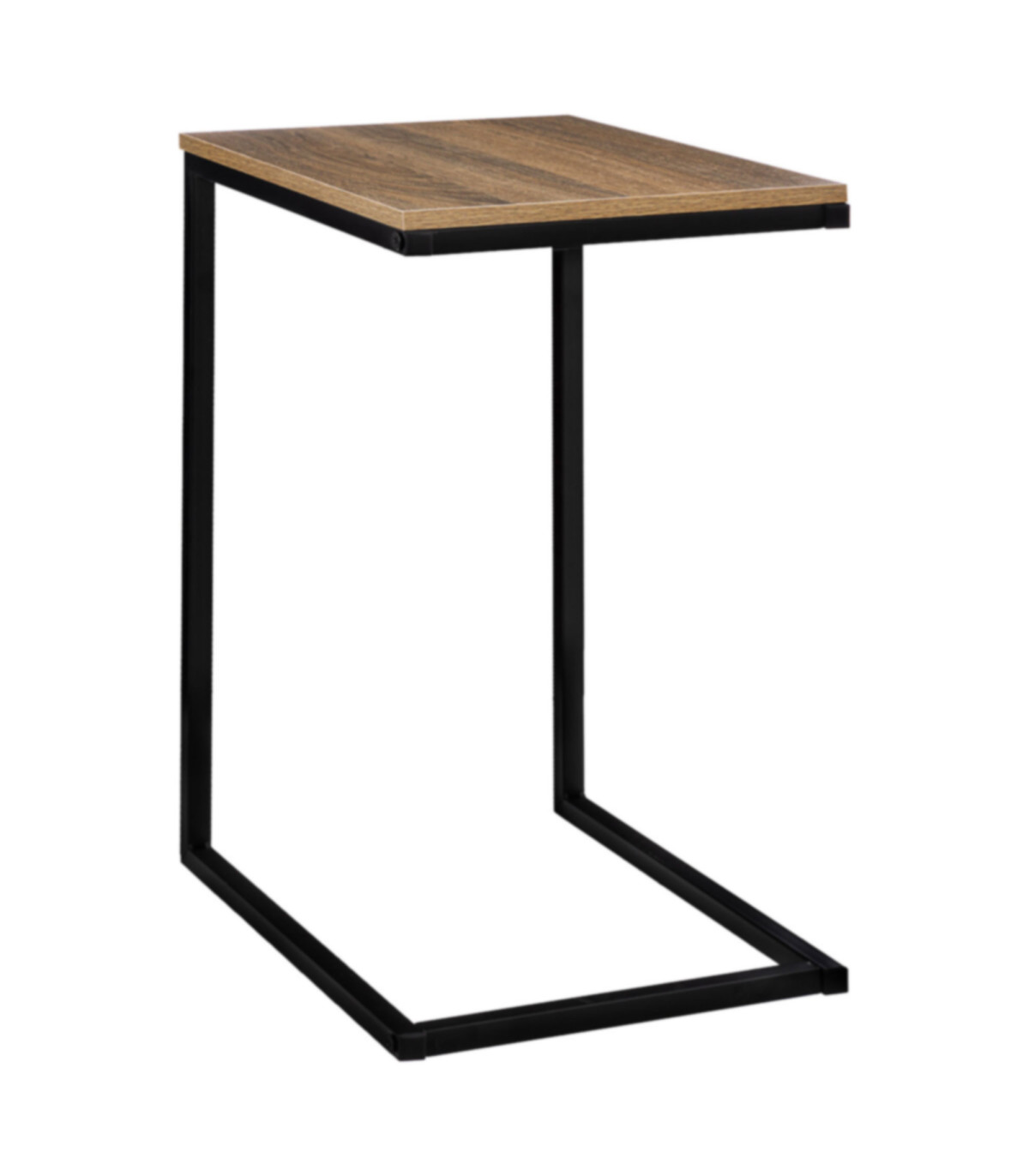 wadiga Table d'appoint bout de canapé métal noir et bois - 45x35x66.5cm