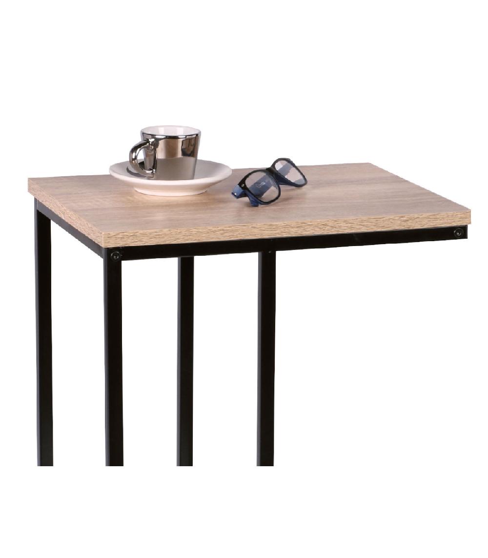 Wadiga Table D'Appoint / Bout De Canapé Métal Noir Et Bois
