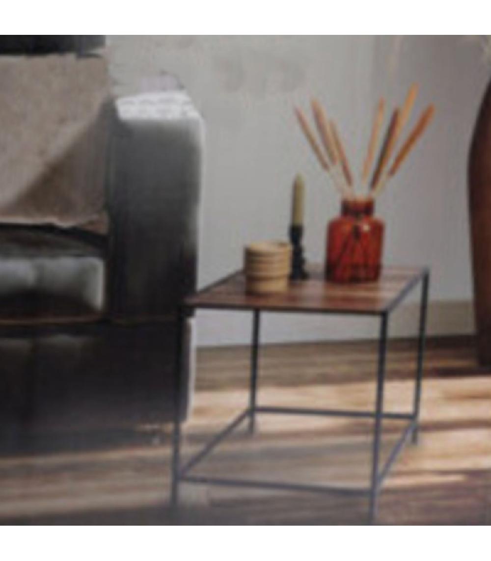 Wadiga Table D'appoint Carrée Bois Et Métal Noir 49x49x49cm