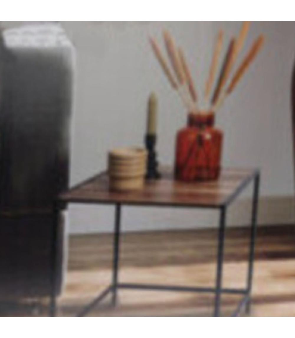 Wadiga Table D'appoint Carrée Bois Et Métal Noir 49x49x49cm