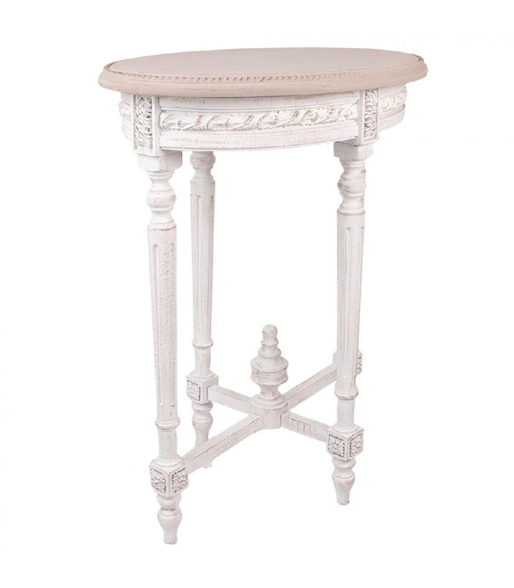 Wadiga Table D'appoint Classique Ovale En Bois Blanc 65x45x75cm