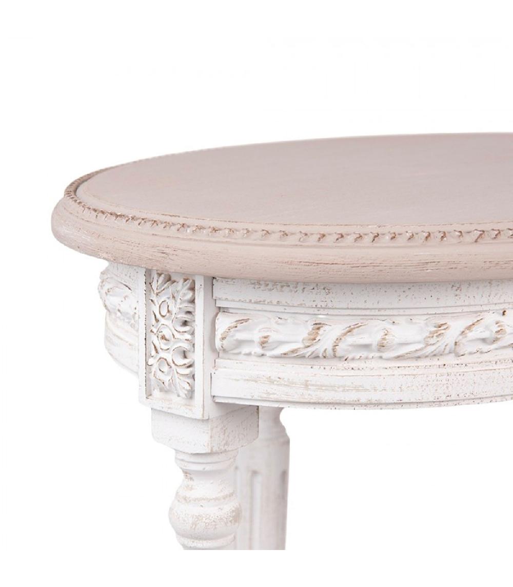 Wadiga Table D'appoint Classique Ovale En Bois Blanc 65x45x75cm