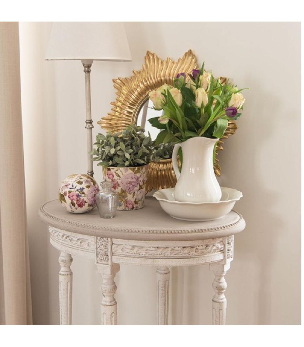 Wadiga Table D'appoint Classique Ovale En Bois Blanc 65x45x75cm