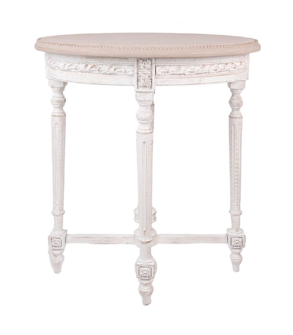 wadiga Table d'appoint classique ovale en bois blanc 65x45x75cm