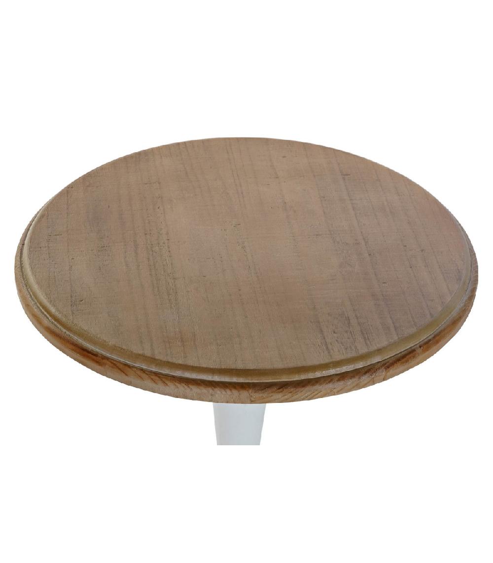 Wadiga Table D'appoint Classique Ronde En Bois Blanc Et Plateau Bois - 50x50x54cm