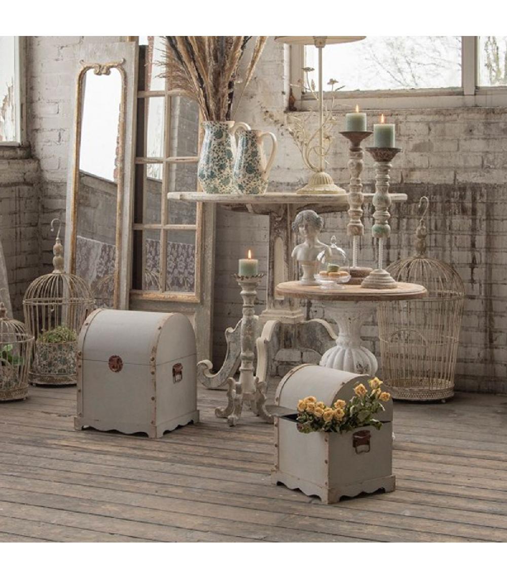 Wadiga Table D'appoint Classique Ronde En Bois Et Métal Blanc 50x50x52cm