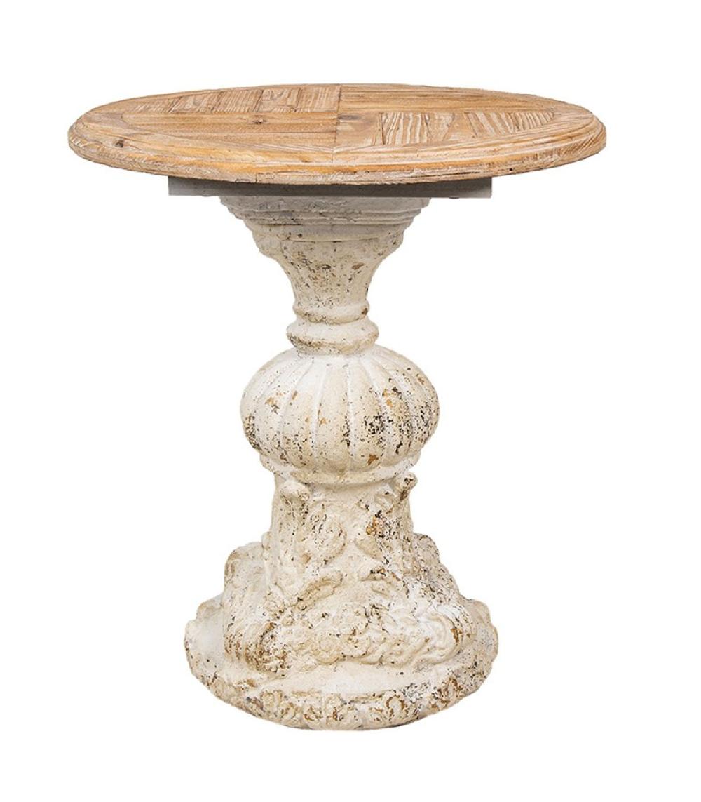 wadiga Table d'appoint classique ronde en bois et métal blanc 50x50x52cm
