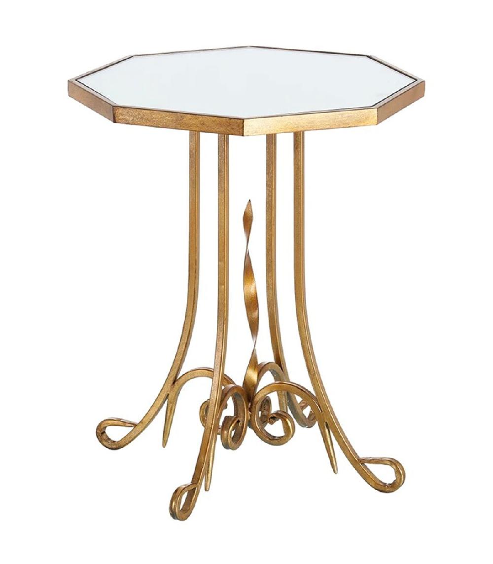 Wadiga Table D'appoint En Métal Doré Et Plateau Miroir 48x48x60cm