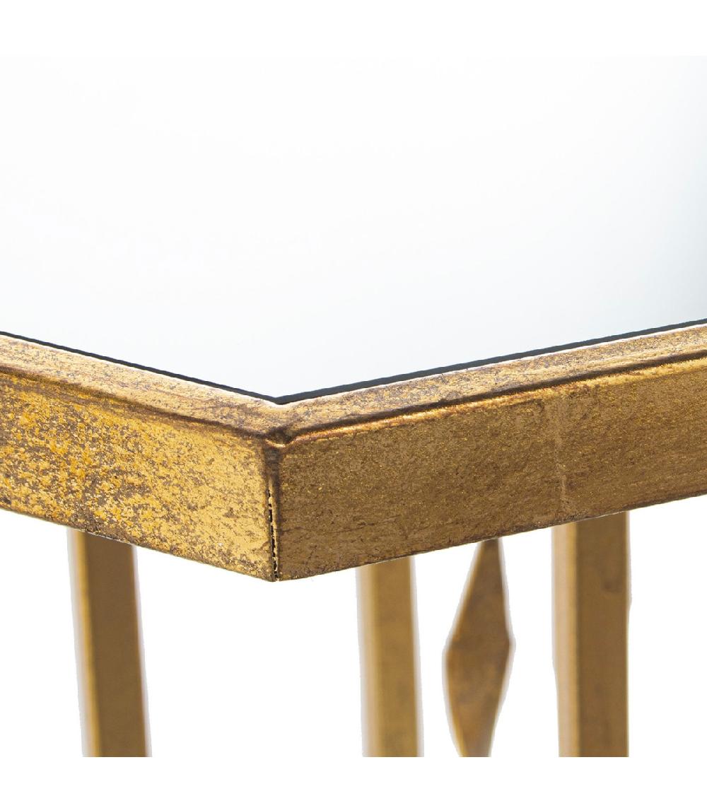Wadiga Table D'appoint En Métal Doré Et Plateau Miroir 48x48x60cm