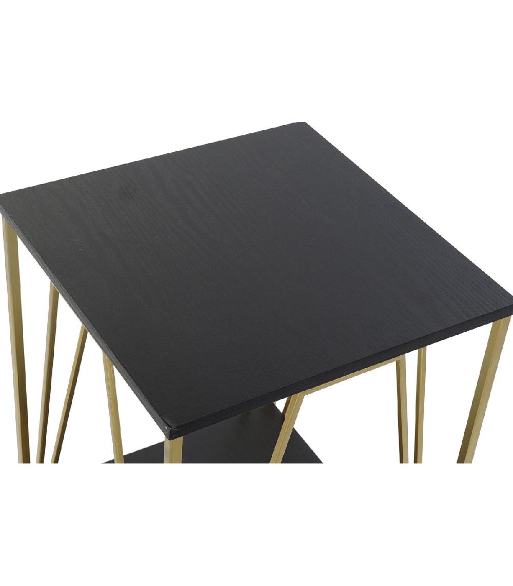 Wadiga Table D'appoint Métal Doré Et Bois Noir - 41x41x63.5cm