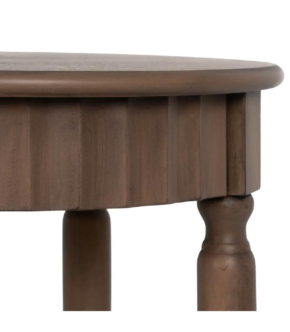 Wadiga Table D'appoint Ovale Marron En Bois 50x40x66cm
