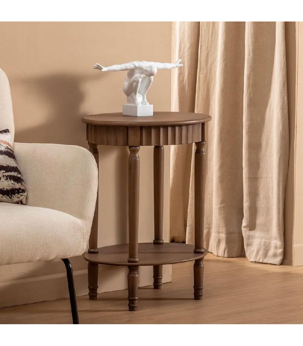 Wadiga Table D'appoint Ovale Marron En Bois 50x40x66cm