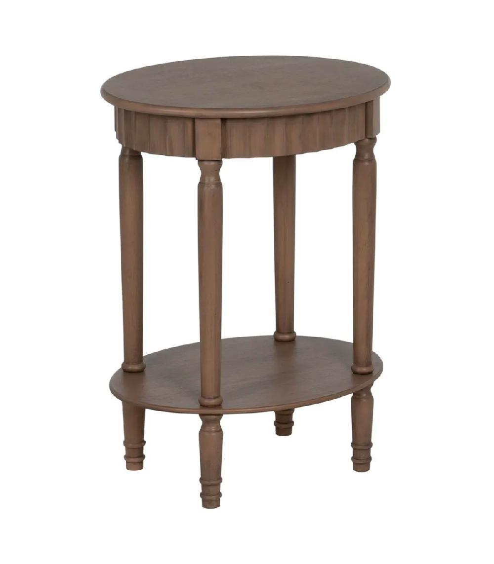 wadiga Table d'appoint ovale marron en bois 50x40x66cm