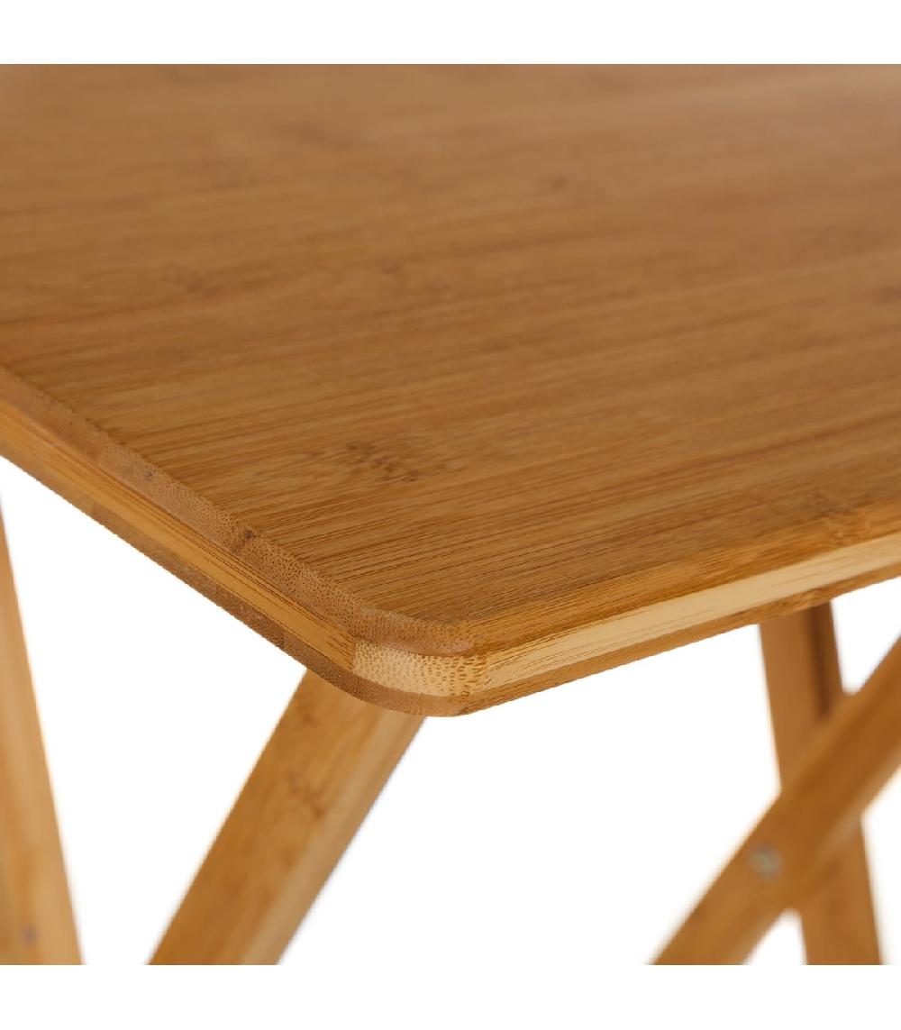 Wadiga Table D'appoint Pliante En Bambou 49.5x37.5x65.5cm