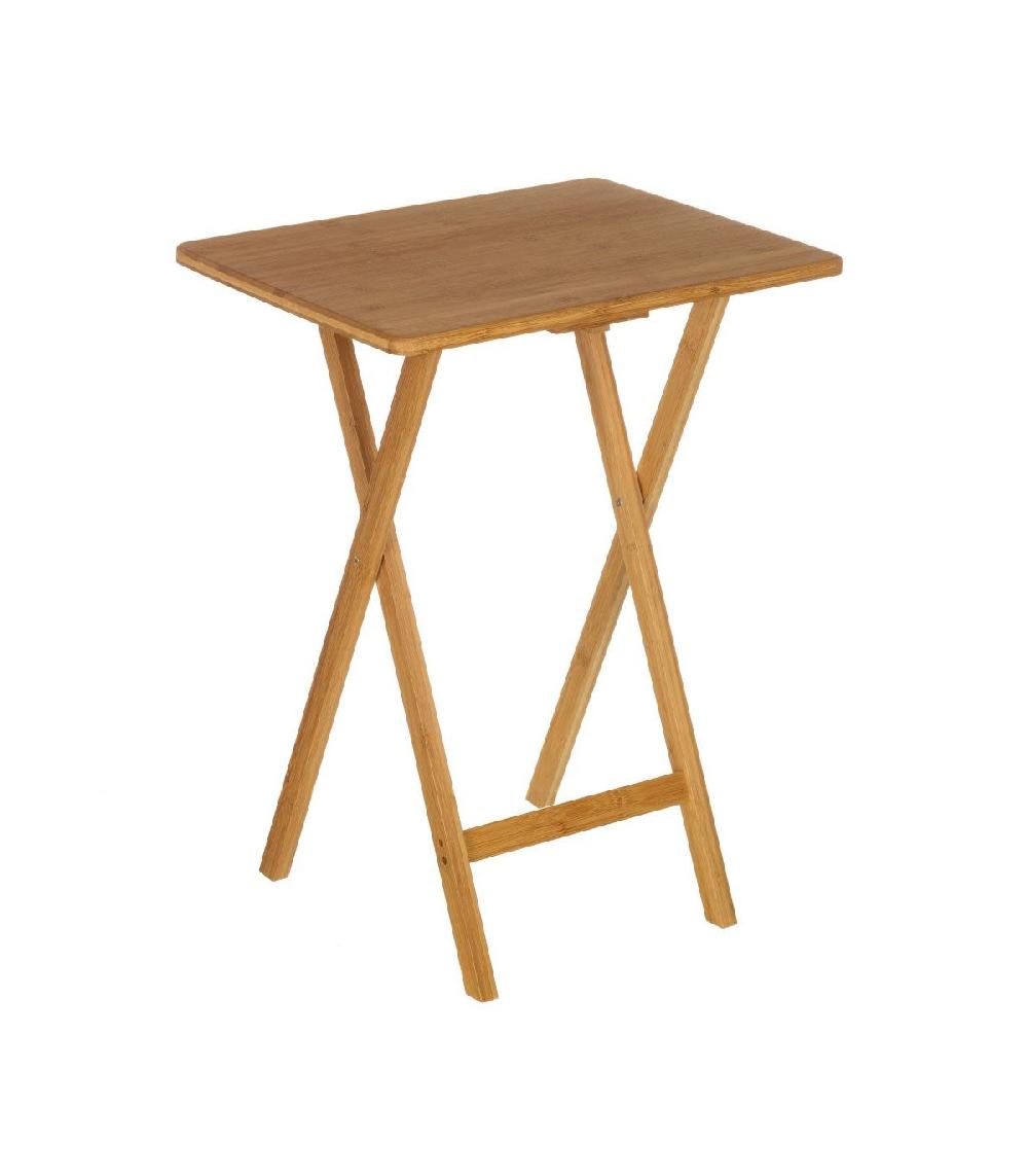 wadiga Table d'appoint pliante en bambou 49.5x37.5x65.5cm