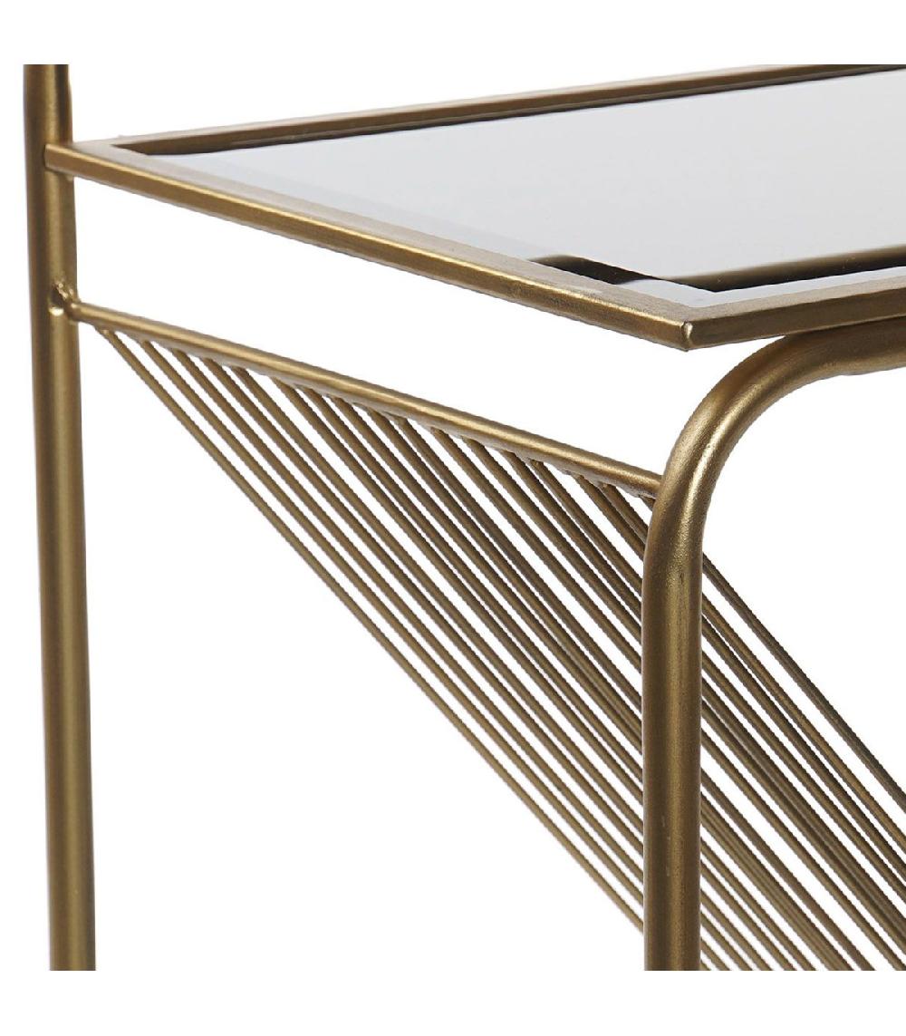 Wadiga Table D'appoint Porte-revues En Métal Doré Et Verre Noir - 48x30x63cm