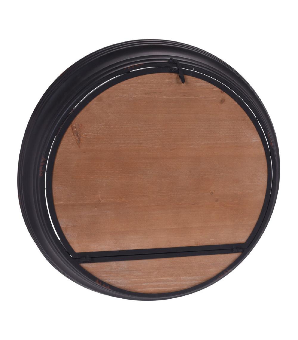 Wadiga Table D'Appoint Rabattable Ronde En Métal Noir Et Bois