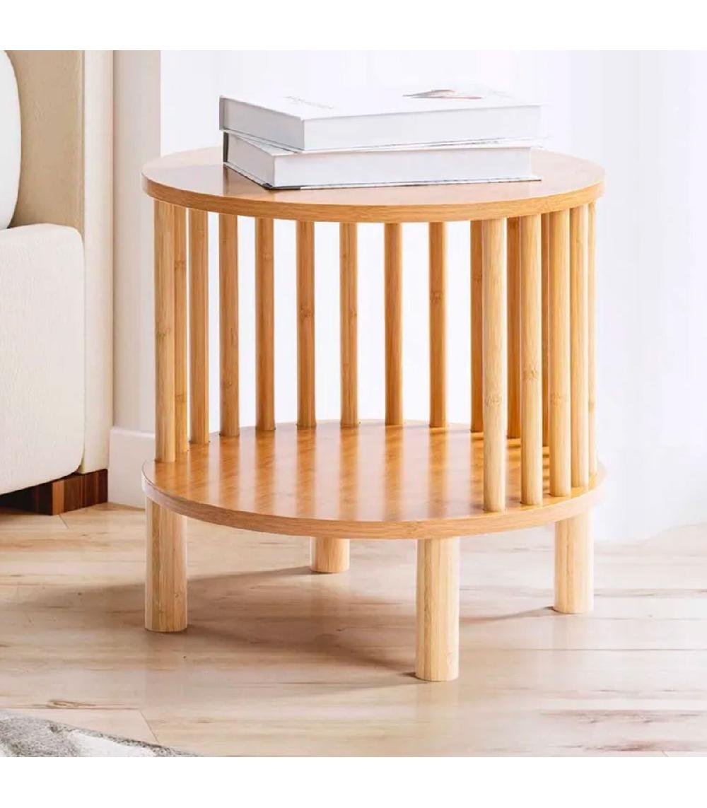 Wadiga Table D'appoint Ronde Bout De Canapé Bois 40x40x40cm