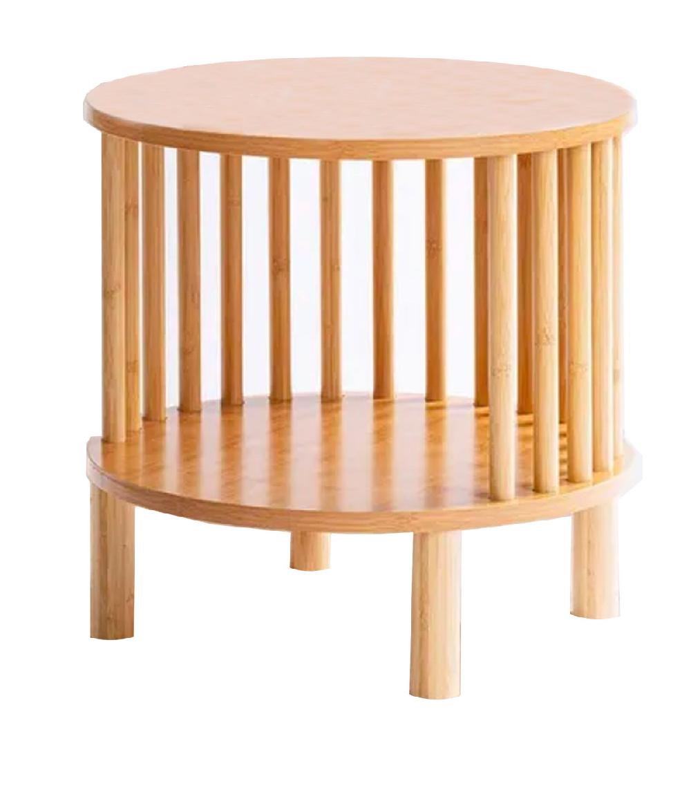 wadiga Table d'appoint ronde bout de canapé bois 40x40x40cm