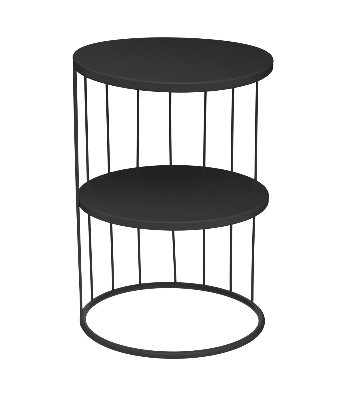 wadiga Table d'appoint ronde bout de canapé métal noir 36x36x52cm