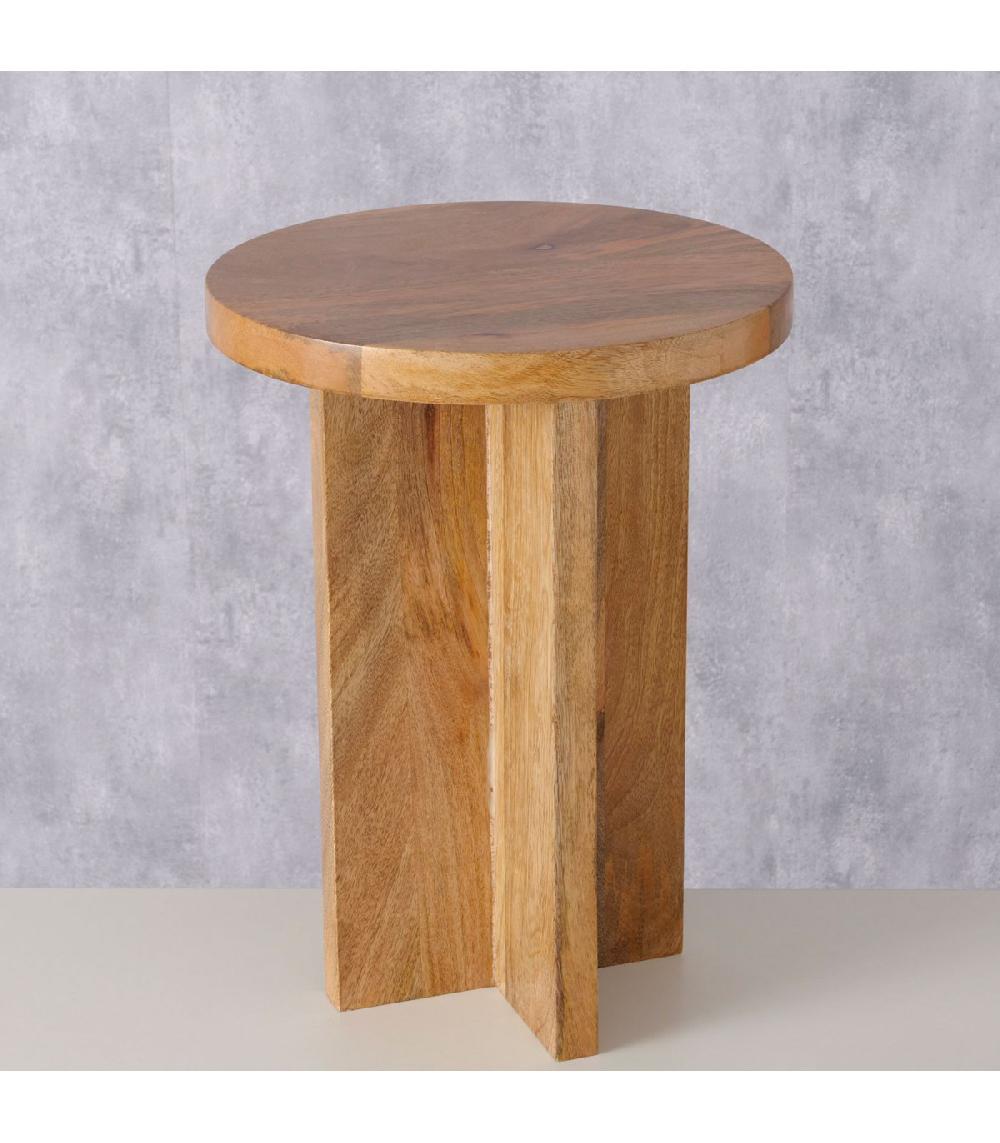 Wadiga Table D'appoint Ronde En Bois De Manguier 30x30x40cm