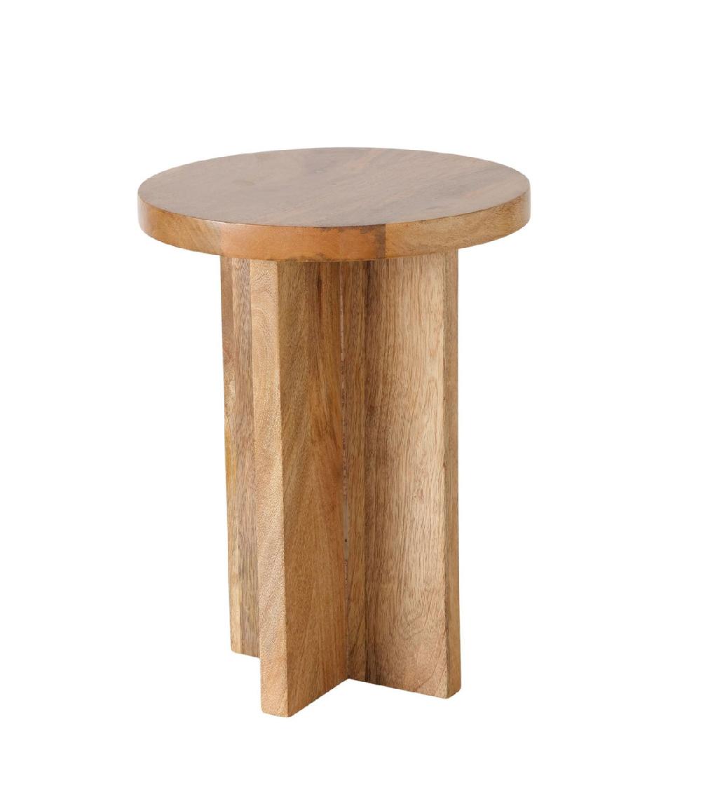 wadiga Table d'appoint ronde en bois de manguier 30x30x40cm