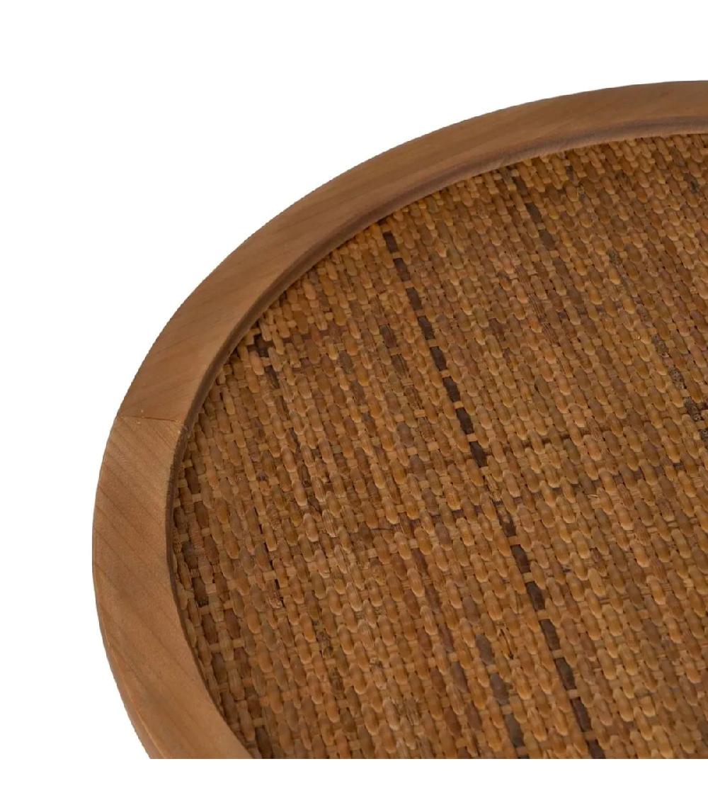 Wadiga Table D'appoint Ronde En Bois Et Rotin 40x40x44.5cm