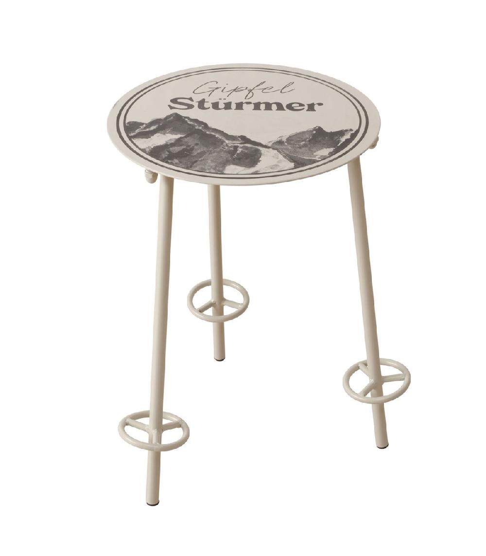 wadiga Table d'appoint ronde en métal beige pour chalet montagne 45x43x55cm