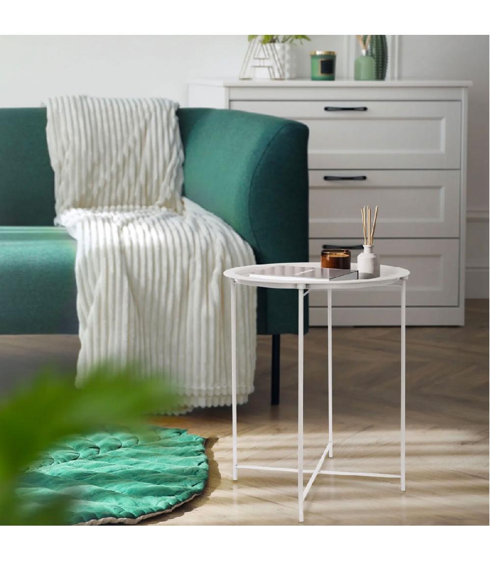 Wadiga Table D'appoint Ronde En Métal Blanc 47x47x51cm