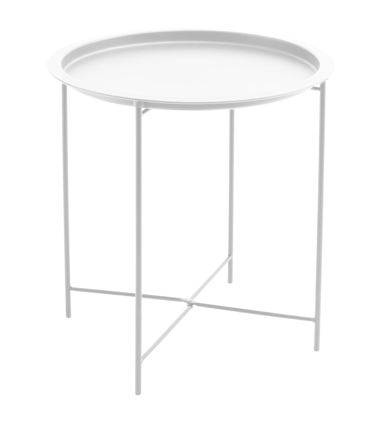 wadiga Table d'appoint ronde en métal blanc 47x47x51cm