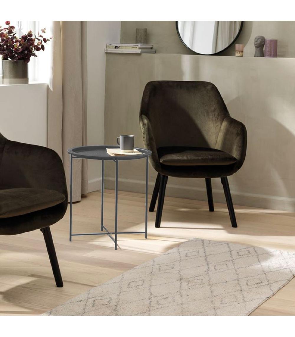 Wadiga Table D'appoint Ronde En Métal Gris 47x47x51cm